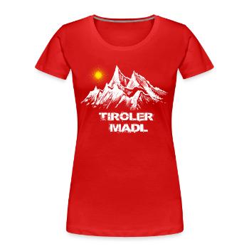 Tirol T-Shirt Tiroler Madl - Frauen Premium Bio T-Shirt - Rot - Vorne - Mia (176cm)