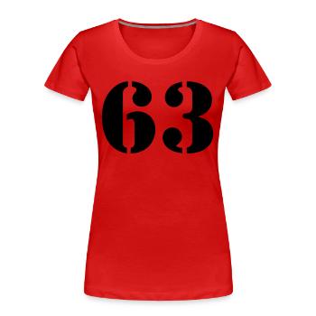 63 - T-shirt bio Premium Femme - rouge - Devant - Mia (176cm)