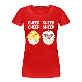 Cheep Sheep Küken Schaf Schäfchen Ostern Geschenk - Frauen Premium Bio T-Shirt - Rot - Vorne - Mia (176cm)