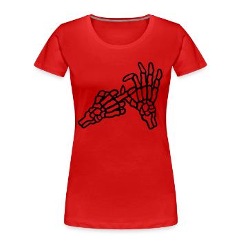 Trou du majeur Geste Squelette - T-shirt bio Premium Femme - rouge - Devant - Mia (176cm)