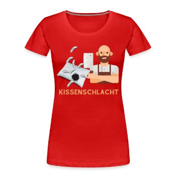 KissenSchlacht - Frauen Premium Bio T-Shirt - Rot - Vorne - Mia (176cm)