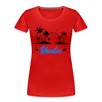 Rhodes - T-shirt bio Premium Femme - rouge - Devant - Mia (176cm)