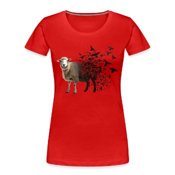 Mouton - T-shirt bio Premium Femme - rouge - Devant - Mia (176cm)