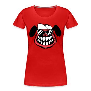 chien monstre méchant dangereux dents sourire sourire - T-shirt bio Premium Femme - rouge - Devant - Mia (176cm)