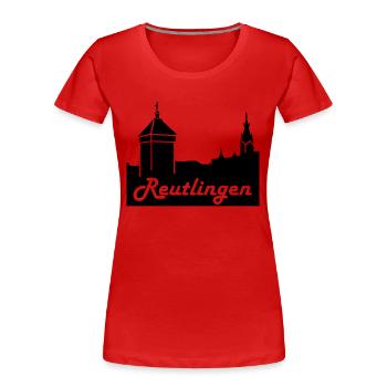 Reutlingen Skyline - Frauen Premium Bio T-Shirt - Rot - Vorne - Mia (176cm)