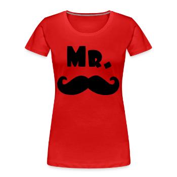 mr moustache - T-shirt bio Premium Femme - rouge - Devant - Mia (176cm)