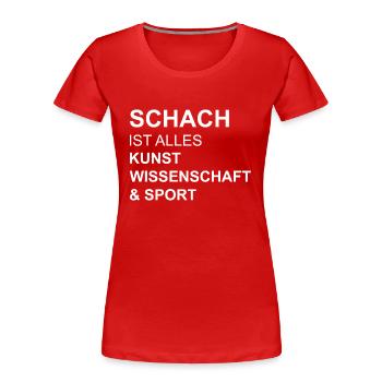 Echecs, joueur d'échecs, sport d'échecs, échiquier - T-shirt bio Premium Femme - rouge - Devant - Mia (176cm)