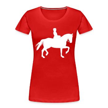 Equitation Equitation équestre Equestre sport équestre - T-shirt bio Premium Femme - rouge - Devant - Mia (176cm)