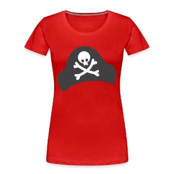 Os croisés simples sur un chapeau de pirate - T-shirt bio Premium Femme - rouge - Devant - Mia (176cm)