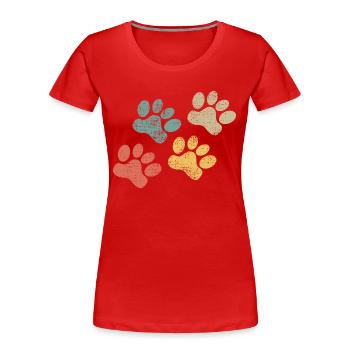 Haustier Pfote retro Tatze katze Hund - Frauen Premium Bio T-Shirt - Rot - Vorne - Mia (176cm)
