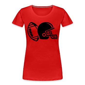 Football Helm - Frauen Premium Bio T-Shirt - Rot - Vorne - Mia (176cm)