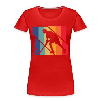 Feldhockey - Frauen Premium Bio T-Shirt - Rot - Vorne - Mia (176cm)