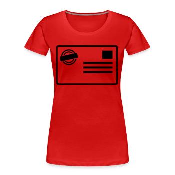 Postkarte - Frauen Premium Bio T-Shirt - Rot - Vorne - Mia (176cm)