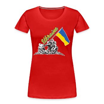ukrainische flagge hissen - Frauen Premium Bio T-Shirt - Rot - Vorne - Mia (176cm)