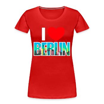 I love berlin - Frauen Premium Bio T-Shirt - Rot - Vorne - Mia (176cm)