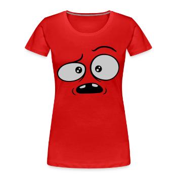 Visage comique confus sceptique - T-shirt bio Premium Femme - rouge - Devant - Mia (176cm)