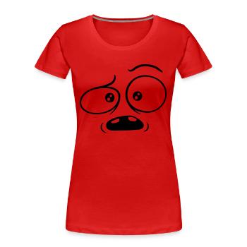 Visage comique sceptique confus - T-shirt bio Premium Femme - rouge - Devant - Mia (176cm)
