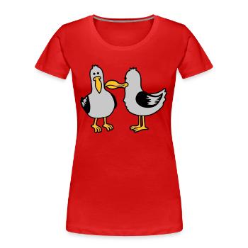 Amis 2 drôles de mouettes - T-shirt bio Premium Femme - rouge - Devant - Mia (176cm)