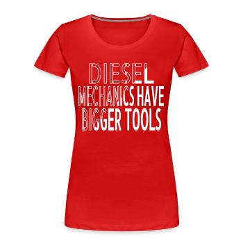 Baseball shirt funny diesel mechanic - Women's Premium Organic T-Shirt - red - Front - Mia (176cm)
