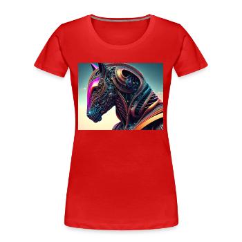 Mechanischer Pferdekopf - Frauen Premium Bio T-Shirt - Rot - Vorne - Mia (176cm)