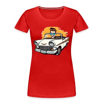 Clément im Cabrio - Frauen Premium Bio T-Shirt - Rot - Vorne - Mia (176cm)