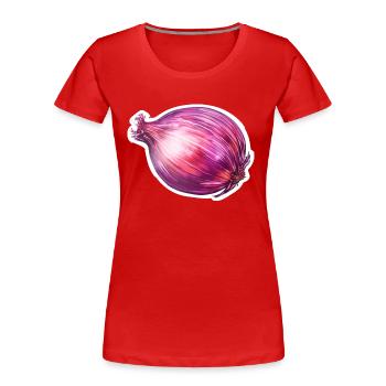 Zwiebel rot - Frauen Premium Bio T-Shirt - Rot - Vorne - Mia (176cm)