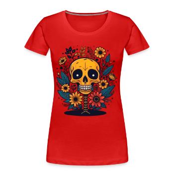 Squelette - T-shirt bio Premium Femme - rouge - Devant - Mia (176cm)