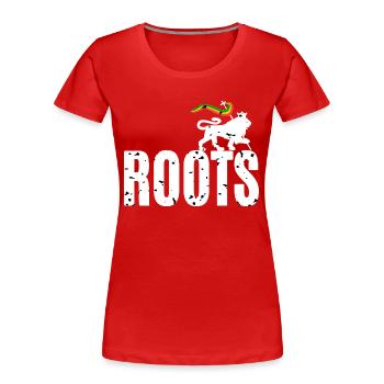 Roots Reggae - Women's Premium Organic T-Shirt - red - Front - Mia (176cm)