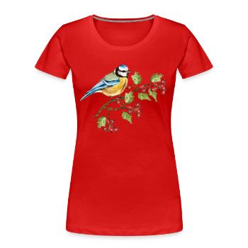 Bunter Vogel - Frauen Premium Bio T-Shirt - Rot - Vorne - Mia (176cm)