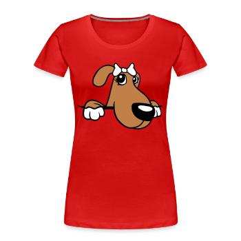Dog Behind Wall Pretty Lady Bow Female - Women's Premium Organic T-Shirt - red - Front - Mia (176cm)