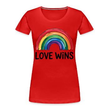 Love Graphic Love gewinnt Rainbow - Frauen Premium Bio T-Shirt - Rot - Vorne - Mia (176cm)