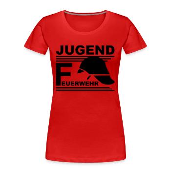 Jugend Feuerwehr Helm - Frauen Premium Bio T-Shirt - Rot - Vorne - Mia (176cm)
