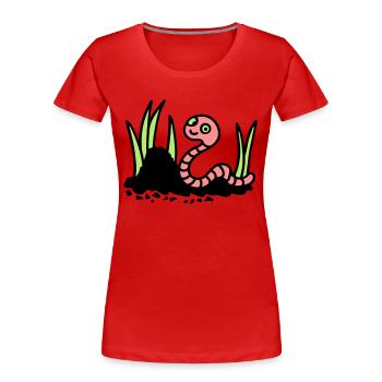 Earthworm Earth - 3 - Women's Premium Organic T-Shirt - red - Front - Mia (176cm)