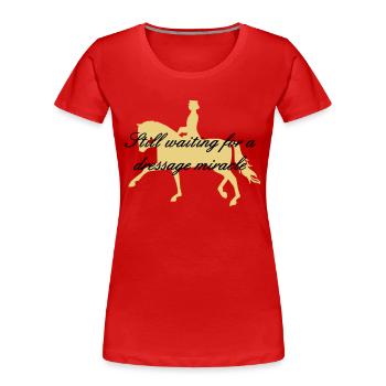 2541614 10437254 Dressur - Frauen Premium Bio T-Shirt - Rot - Vorne - Mia (176cm)