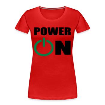 ein - Frauen Premium Bio T-Shirt - Rot - Vorne - Mia (176cm)