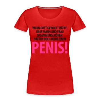 ehepaar penis schwul gay love tunte schwuler sex - Frauen Premium Bio T-Shirt - Rot - Vorne - Mia (176cm)