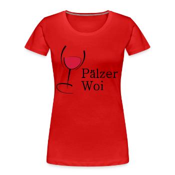 Pälzer Woi Weinglas - Frauen Premium Bio T-Shirt - Rot - Vorne - Mia (176cm)