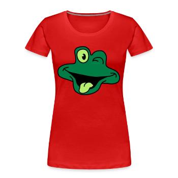 Cheeky Comic Frog Face - Women's Premium Organic T-Shirt - red - Front - Mia (176cm)