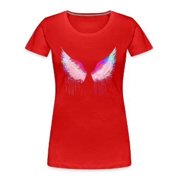 Flügel,angelwings, engelsflügel,bunt - Frauen Premium Bio T-Shirt - Rot - Vorne - Mia (176cm)