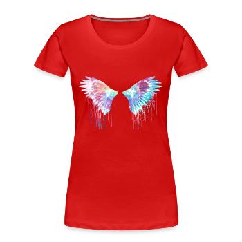 Flügel,angelwings, engelsflügel,bunt - Frauen Premium Bio T-Shirt - Rot - Vorne - Mia (176cm)