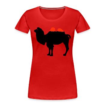 Kamel Silhouette - Frauen Premium Bio T-Shirt - Rot - Vorne - Mia (176cm)