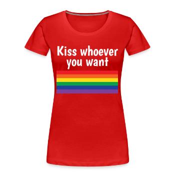 Kiss Whoever You Want Lesbian Pansexual Diversity - Frauen Premium Bio T-Shirt - Rot - Vorne - Mia (176cm)