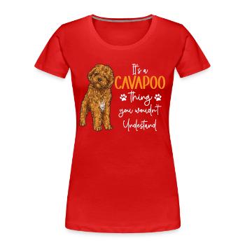 Cavapoo Cavoodle Capoodle Chien - T-shirt bio Premium Femme - rouge - Devant - Mia (176cm)