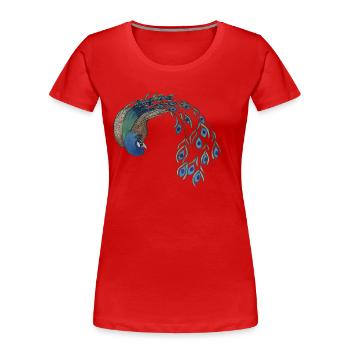 Peacock - Women's Premium Organic T-Shirt - red - Front - Mia (176cm)