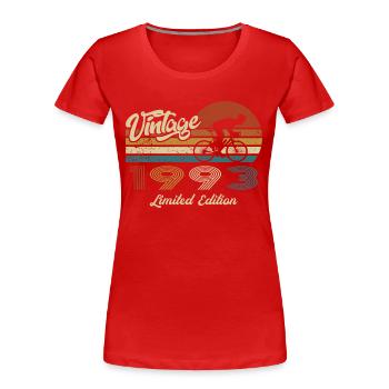 30 Birthday 1993 Vintage Retro Bike Cyclist - Women's Premium Organic T-Shirt - red - Front - Mia (176cm)
