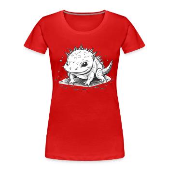 Verspielter Baby Axolotl als freches Tierkind - Frauen Premium Bio T-Shirt - Rot - Vorne - Mia (176cm)