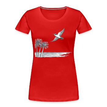 Freiheit - Vogel fliegt übers Meer zum Horizont - Frauen Premium Bio T-Shirt - Rot - Vorne - Mia (176cm)