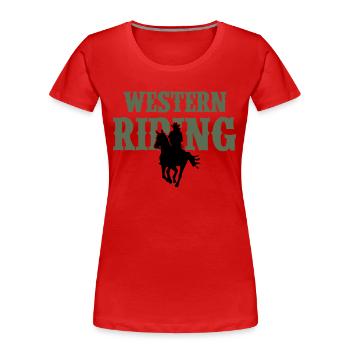 Western Reiten Frau - Frauen Premium Bio T-Shirt - Rot - Vorne - Mia (176cm)