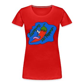 Peperonie Screamy Mr. Pepper - Frauen Premium Bio T-Shirt - Rot - Vorne - Mia (176cm)