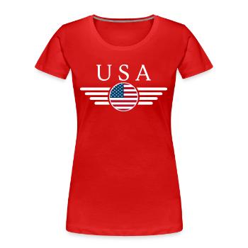 USA Freedom Spirit T-Shirt - Women's Premium Organic T-Shirt - red - Front - Mia (176cm)